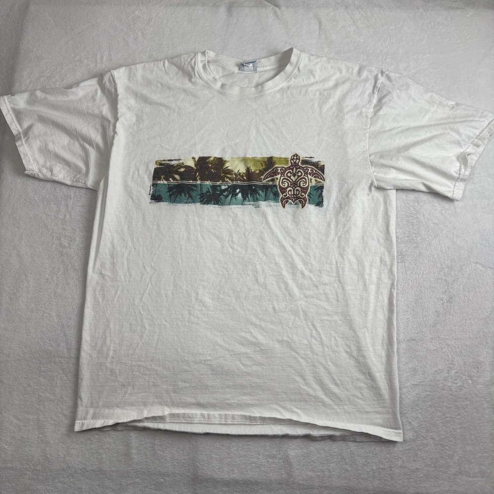 Y2K Crazy Shirt Hawaii White Short Sleeve Graphic Floral Shirt Men's XL Stains